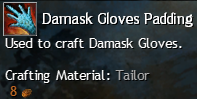 MMOJUGG Guild Wars 2 US Damask Gloves Padding Details View of Item Function and Use